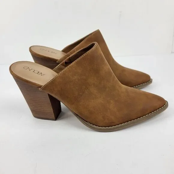 ABOUND Maya Block Heel Mules Shoes Womens Pointed Tan FAUX-LEATHER Size 9.5 M - Picture 6 of 11
